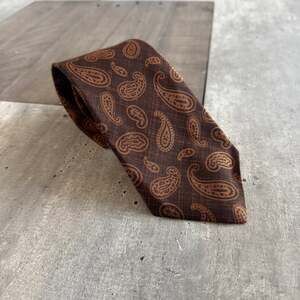 Kiton Napoli Silk Brown Warm Orange Paisley Teardrop Necktie NEW Men’s Pattern